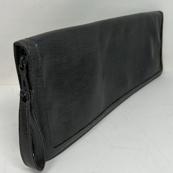 Neiman Marcus Tie Zip Around Long Travel Gray Clutch - Picture 4 of 9